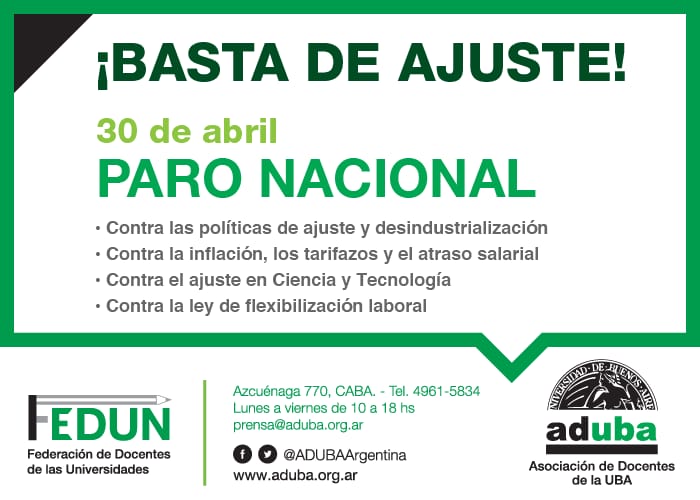 ¡Basta de ajuste! | 30 de abril, Paro Nacional