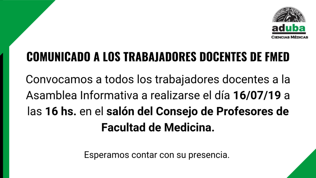 Comunicado a los trabajadores docentes de FMed