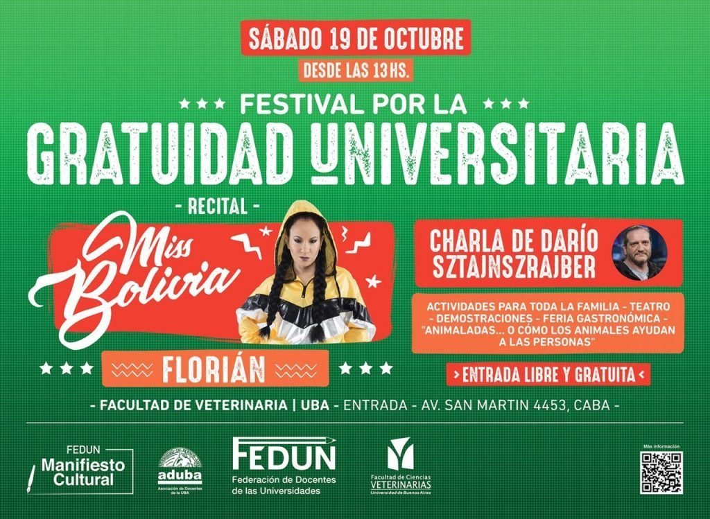 Festival por la Gratuidad Universitaria con Miss Bolivia y Darío Sztajnszrajber