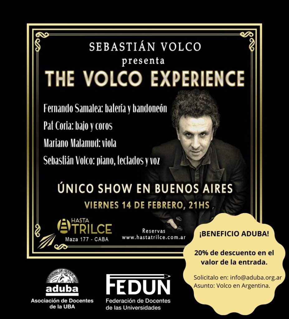 Apoyo a la cultura: Sebastián Volco presenta “The Volco Experience” en Buenos Aires